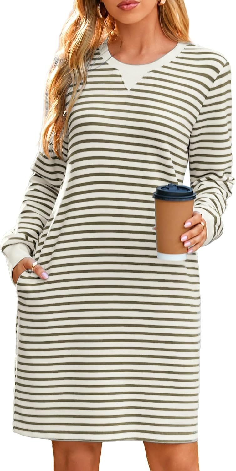 Glamaker Women’s Casual Shift Midi Dress with Pockets