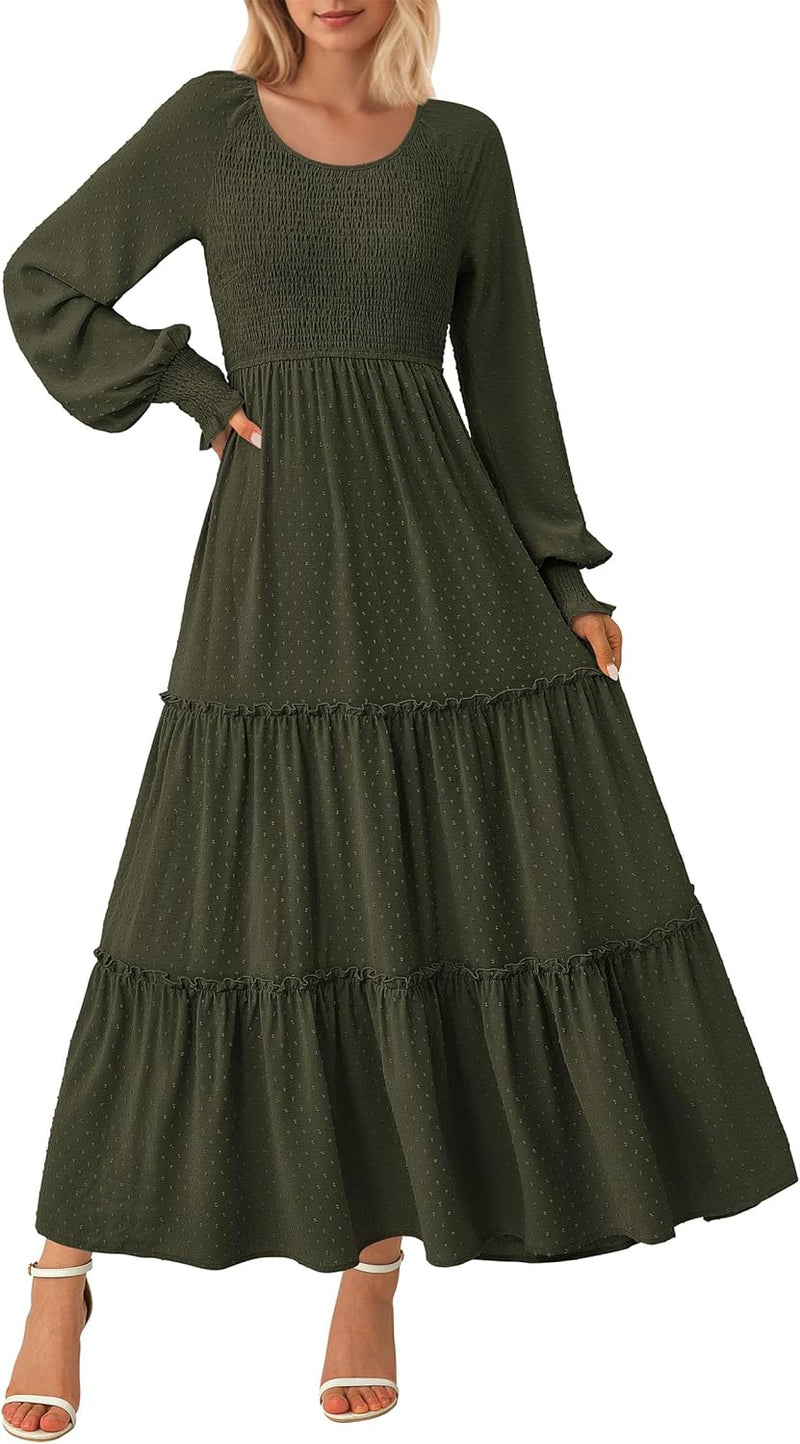 PRETTYGARDEN Women's Smocked Maxi Dress