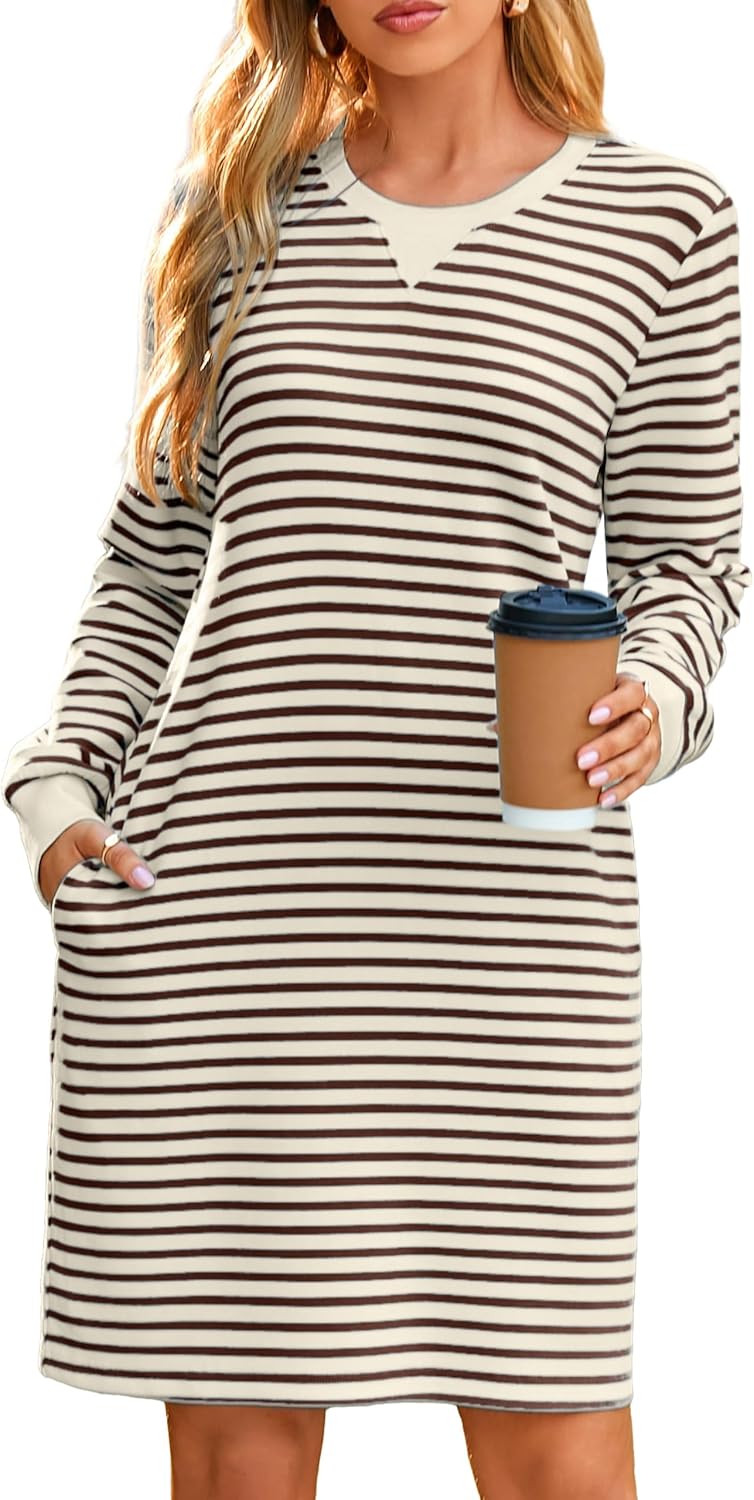 Glamaker Women’s Casual Shift Midi Dress with Pockets