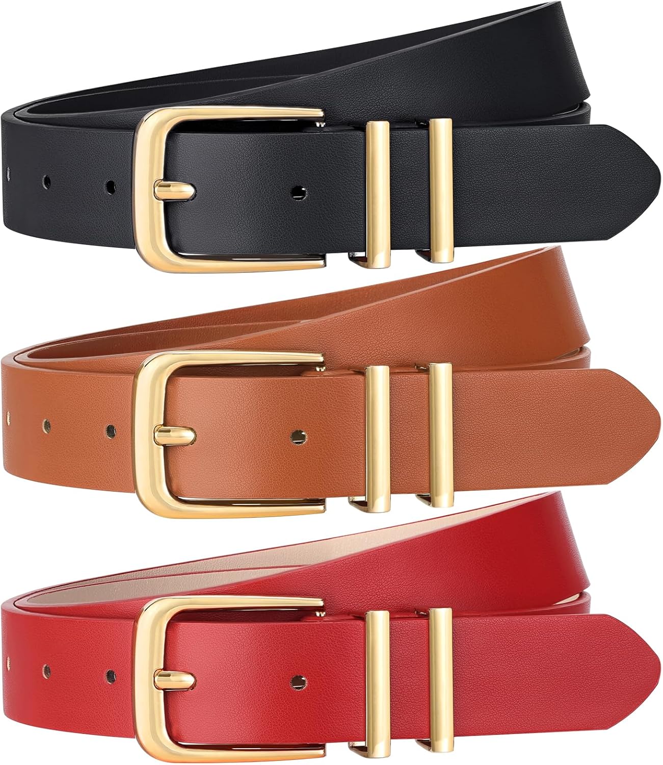 XZQTIVE Women’s Leather Belt Set (3-Pack)
