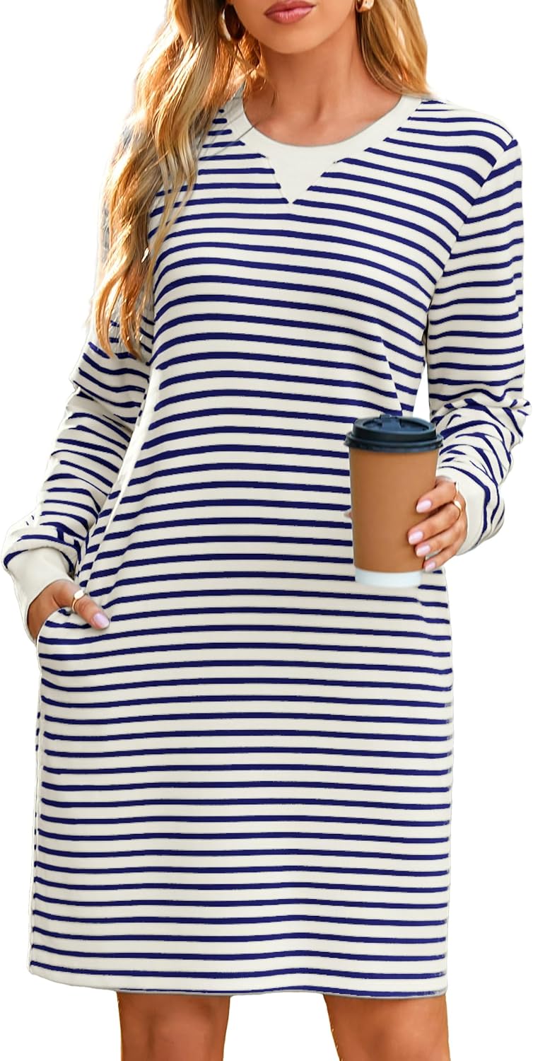 Glamaker Women’s Casual Shift Midi Dress with Pockets