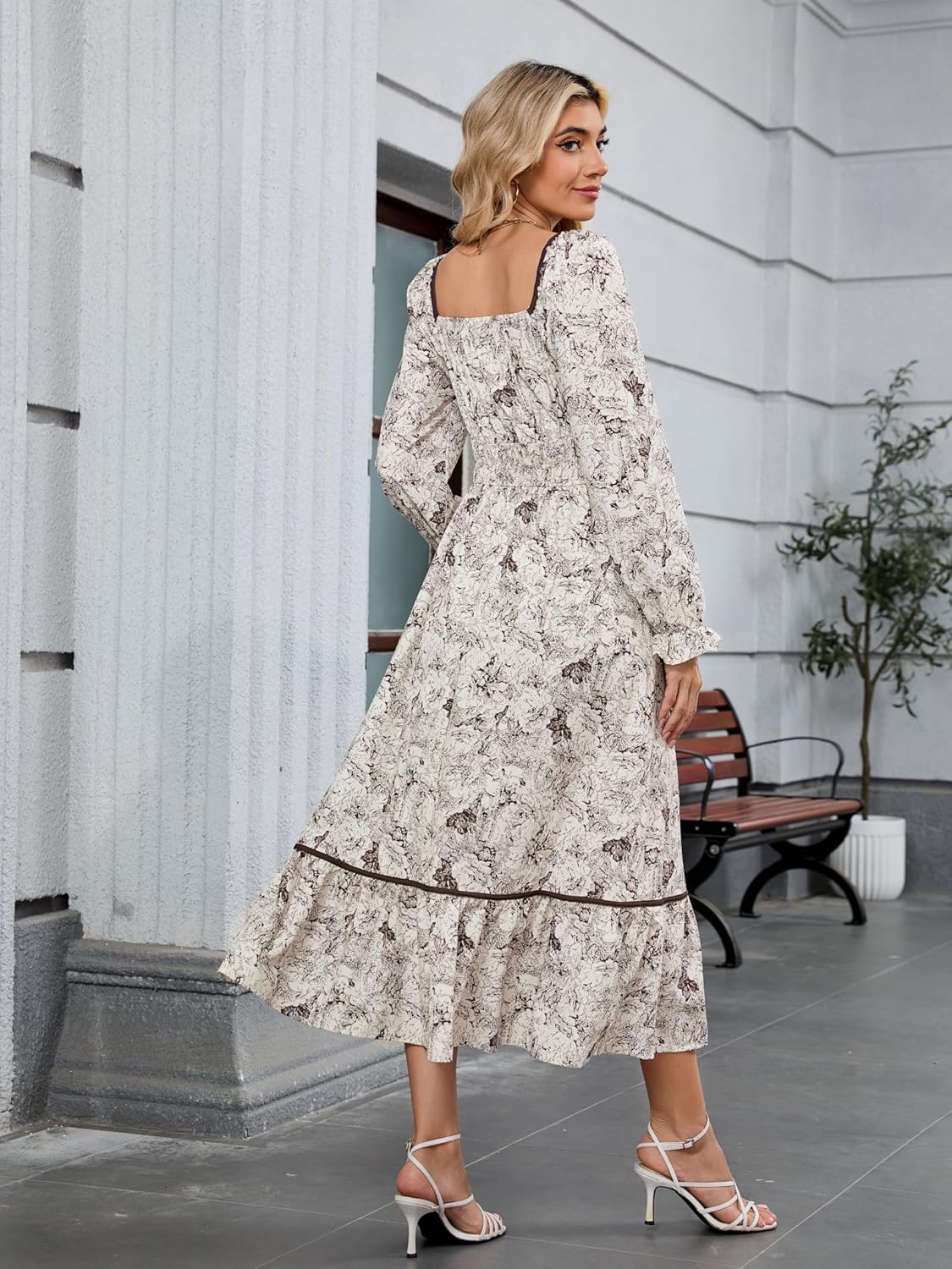 ZAFUL Women's Boho Floral Midi Dress