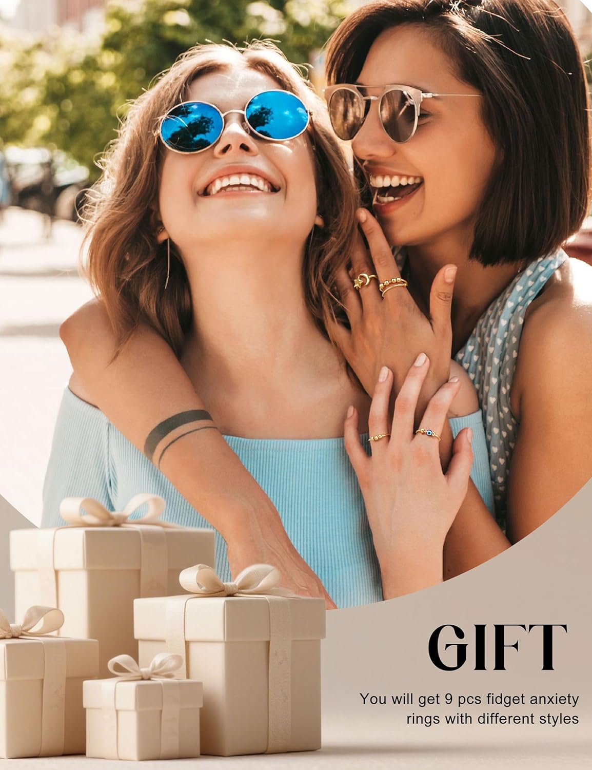 FIBO STEEL 9-Piece Fidget Spinner Rings