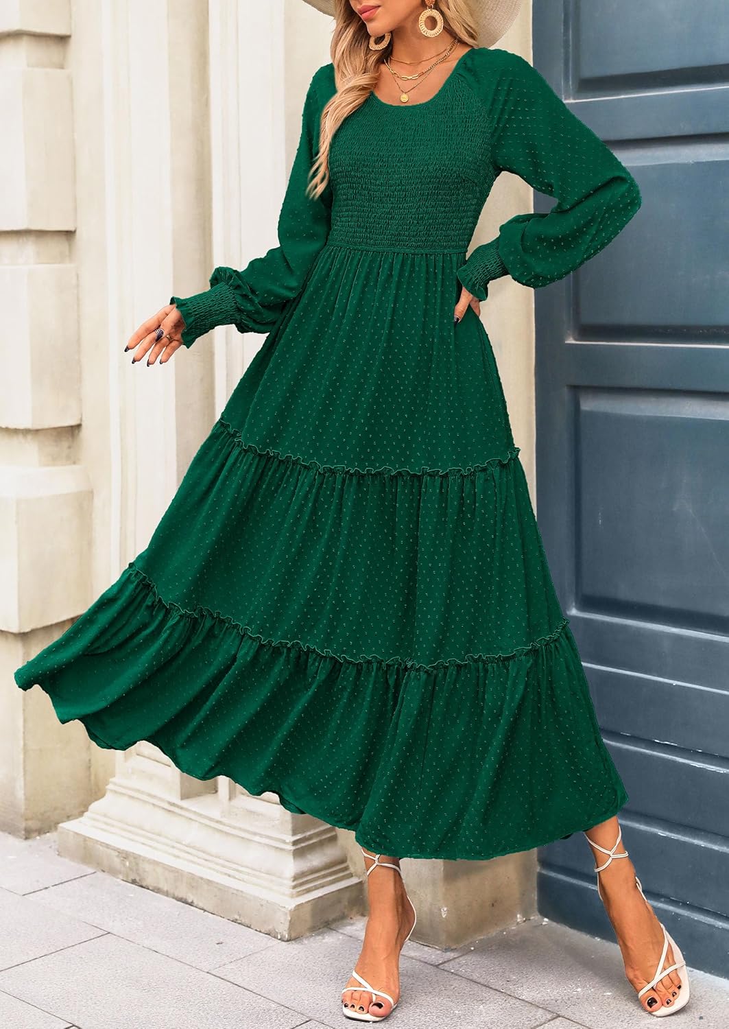 PRETTYGARDEN Women's Smocked Maxi Dress