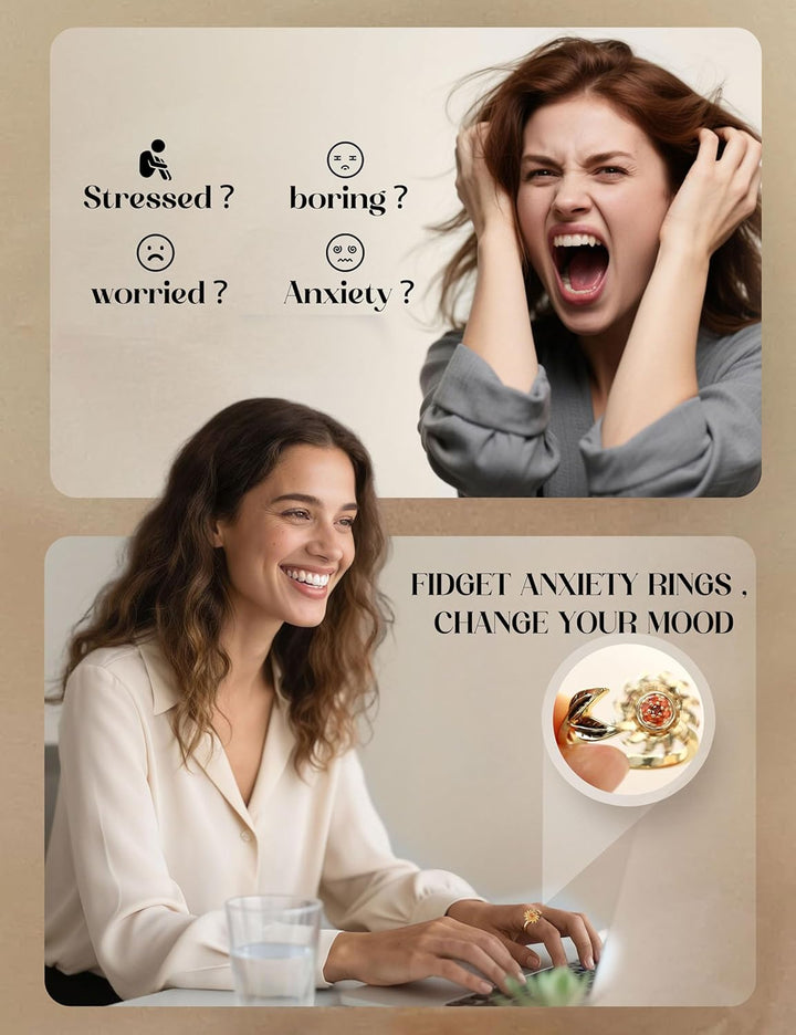 FIBO STEEL 9-Piece Fidget Spinner Rings