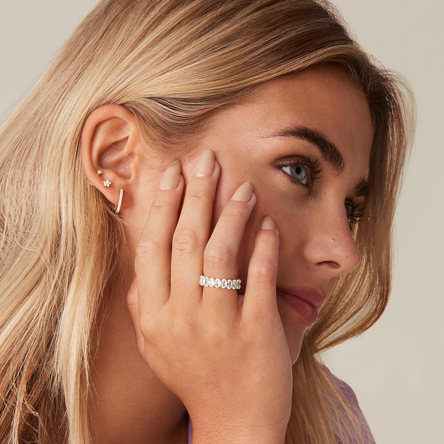 PAVOI 14K Gold Plated Stackable Rings Set