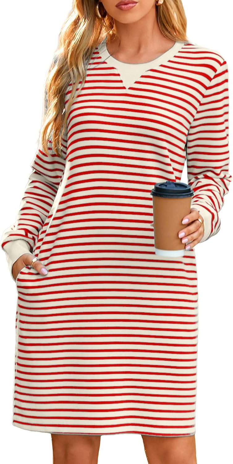 Glamaker Women’s Casual Shift Midi Dress with Pockets