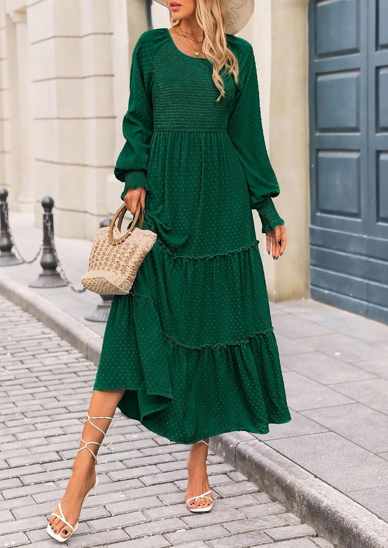 PRETTYGARDEN Women's Smocked Maxi Dress