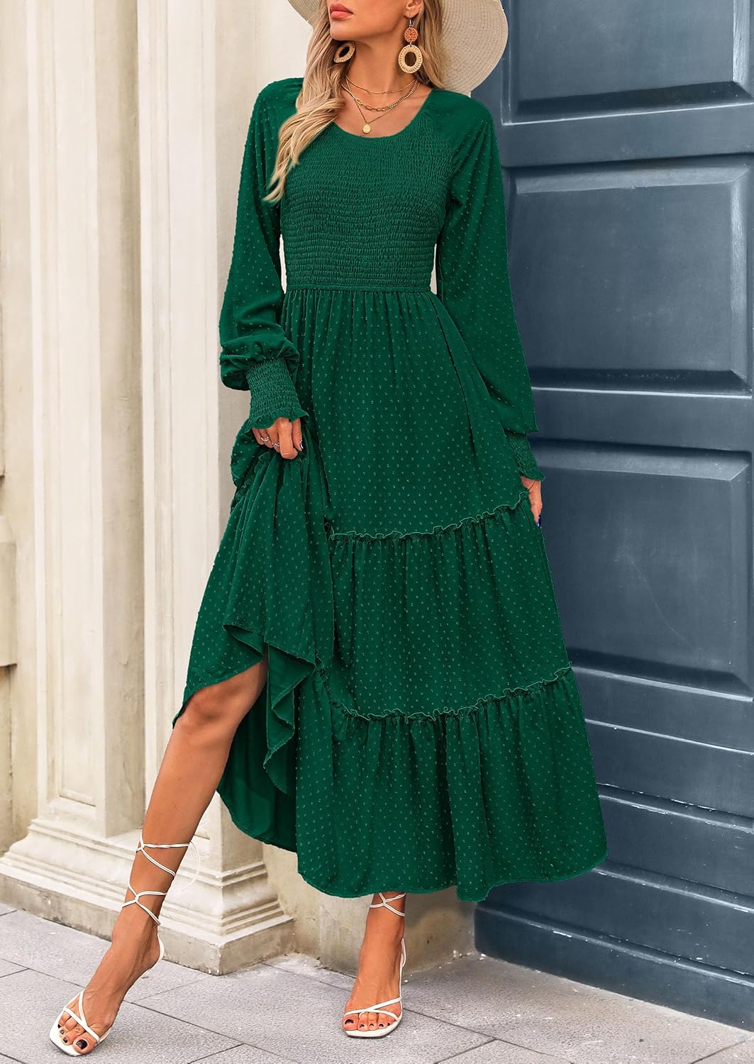 PRETTYGARDEN Women's Smocked Maxi Dress