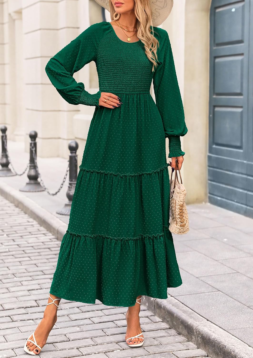 PRETTYGARDEN Women's Smocked Maxi Dress